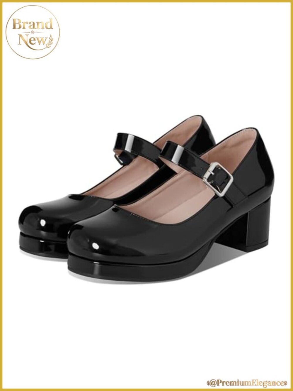 Mary Jane Pumps Low Chunky Heel Ankle Buckle Strap Round Toe Dress Shoes